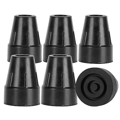 Imagen de supregear Puntas para Muletas, 6 Unidades Resistentes Antideslizantes de Goma Sustituir, Bastones Plegables y 22mm Diámetro Accesorio, Negro