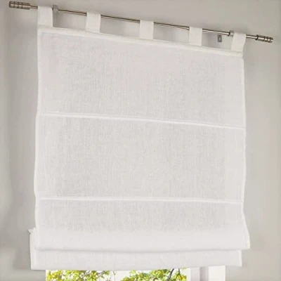 Imagen de Kutti Estor Plegable 100% Lino Opaco Metis Crema con Trabillas, 80 * 140 cm