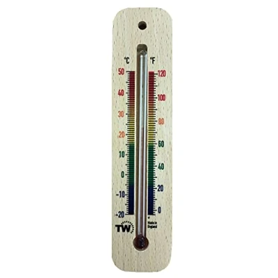 Imagen de termómetro de madera 150 mm para interiores, tradicional temperatura ambiente, ideal el hogar, oficina, guardería, invernadero, cobertizo o garaje