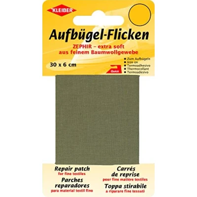 Imagen de Kleiber Cinta de reparación algodón Fino, Extra Suave, termoadhesiva, 30 x 6 cm, Color marrón Claro