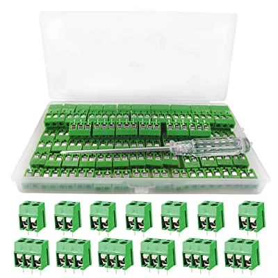 Imagen de YIXISI 100 Piezas Bloque de Terminales Tornillo, Conectores Terminal Tornillo Montaje 2P/3P PCB Paso 5mm, Verde