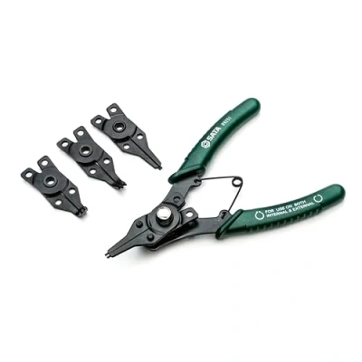 Imagen de SATA ST09251SJ Juego de Alicates Combinados para Anillos Elásticos con 4 Mordazas Intercambiables, 5 Piezas