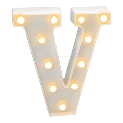 Imagen de JANDEI letras led iluminadas, letra V con luz blanca cálida, luces decoración y ambiente, nocturna bodas, cumpleaños, escaparates, números (funcionan pilas)