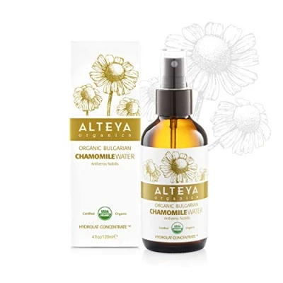 Imagen de Alteya Organics Agua de Manzanilla en Espray 120 ml Botella Vidrio Certificado Orgánico por el USDA Hidratante, calmante y relajante