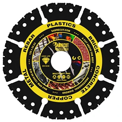 Imagen de 1 x SabreCut VBSC125MU 125 mm (5&quot;) 22,23 Diámetro interior Soldada al vacío Multi material Amoladora angular Sierra circular Hoja de disco diamante