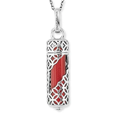 Imagen de Engelsrufer Collar de mujer Plata ley con colgante piedra fuerza intercambiable Cierre mosquetón ajustable en dos longitudes sin níquel, M, esterlina, Jaspe