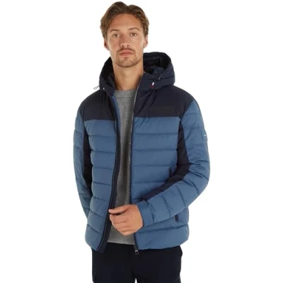 Imagen de Tommy Hilfiger Men&#039;s MID NEW YORK HOODED JACKET Puffer Jacket, Aegean Sea, XXL