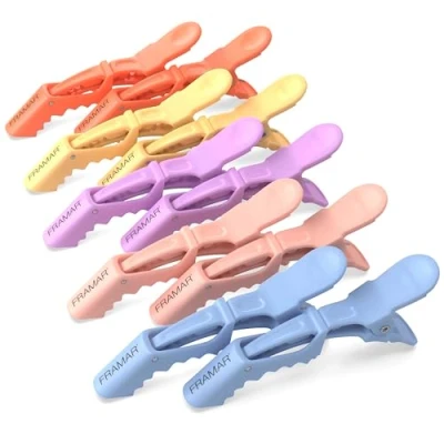 Imagen de FRAMAR pinzas de cocodrilo en colores pastel para el cabello profesionales peinar, mujeres, 10 unidades