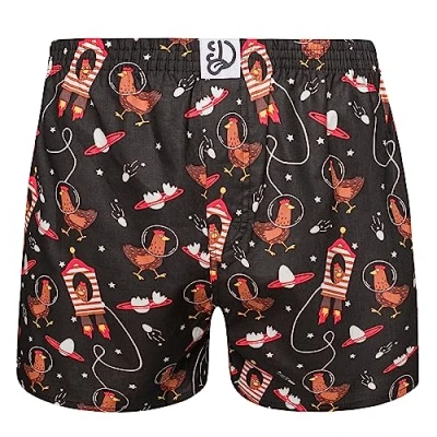 Imagen de Dedoles Calzoncillos Hombre y Chico Ropa Interior Algodón Boxer Muchos diseños Divertidos Dinosaurios Hockey Patos, Color: Negro, diseño: Gallina Astronauta (bóxers), tamaño: 2XL