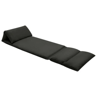 Imagen de vidaXL Tumbona de Suelo Plegable Cama Chaise Longue Inviotados Sofá Ligera Duradera Suave Cómoda Ajustable Interior Exterior Microfibra Negra