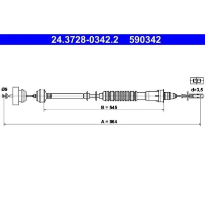 Imagen de ATE 24.3728 0342.2 Cable de Embrague con reajuste automático FIAT: Scudo I Furgón, Familiar, PEUGEOT: Expert 806