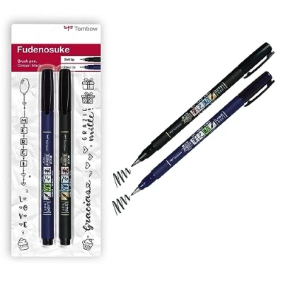 Imagen de Tombow WS BHS 2P Fudenosuke Bolígrafo de punta dura y suave, color negro