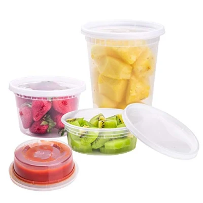Imagen de TashiBox [8 onzas, 16 32 48 juegos, juegos de recipientes plástico almacenamiento alimentos cada tamaño con tapas herméticas, sin BPA, aptos para
