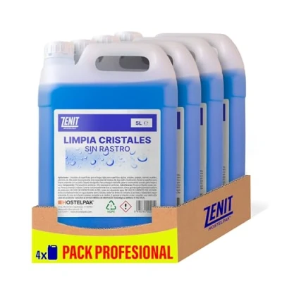 Imagen de Hostelpak 4 x 5L Limpiacristales Multiusos profesional, Liquido ventanas, Limpiador profesional
