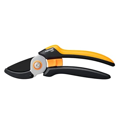Imagen de Fiskars Tijeras de jardín yunque L, Solid, P361, Para ramitas y ramas secas, Revestimiento antiadherente, Cuchillas acero inoxidable, Longitud: 20.1 cm, Negro/Naranja, 1057165
