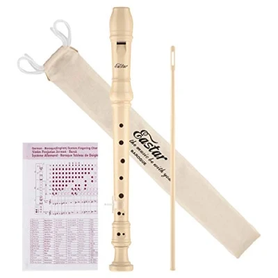 Imagen de Eastar flauta de pico soprano para principiantes, niños, barroca, en do, soporte el pulgar, bolsa algodón, tabla dedos, madera, ERS 21BN.
