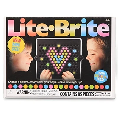 Imagen de Lite Brite Basic Fun! 02216 Mini, Light Up Drawing Board, Mini LED Board with Colours, Travel Sized Toys for Creative Play, Glow Art Neon Effect Kids Aged 4 +