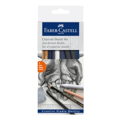Imagen de Faber Castell 114002, Juego de Dibujo Goldfaber Carbón, 7 Piezas, Multicolor