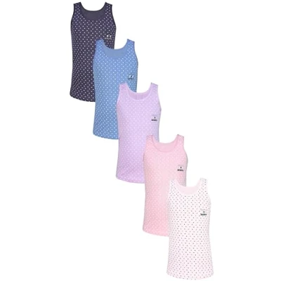 Imagen de TupTam Camiseta para Niñas Interior de Algodón Camis sin Mangas Pack 5, Corazones Azul Rosa Púrpura Crudo Violeta, 134 140