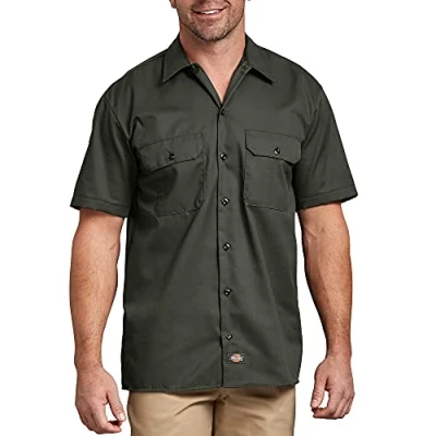 Imagen de Dickies Work Shirt Short Sleeved Camiseta de Trabajo, Verde Oliva (Green), 3XL para Hombre