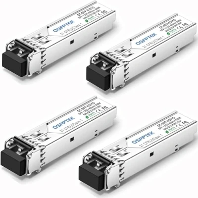 Imagen de QSFPTEK 4Pack Gigabit SFP Módulo 1000BASE SX 850nm 550m DDM Multimodo LC Mini GBIC Transceptor para Cisco GLC MMD/GLC MM, Ubiquiti UF MM 1G, Netgear, Mikrotik, D Link, Otros conmutadores