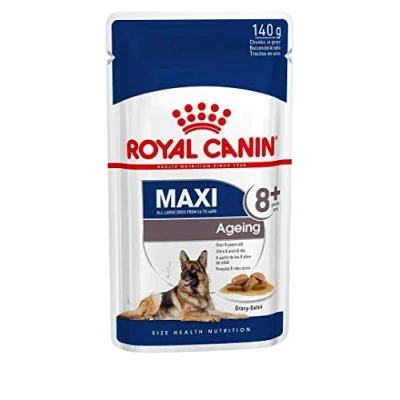 Imagen de ROYAL CANIN Comida húmeda Maxi Ageing 8+ Trozos de Carne en Salsa para Perros Senior Razas Grandes Caja 10 x 140 gr (Bolsitas)