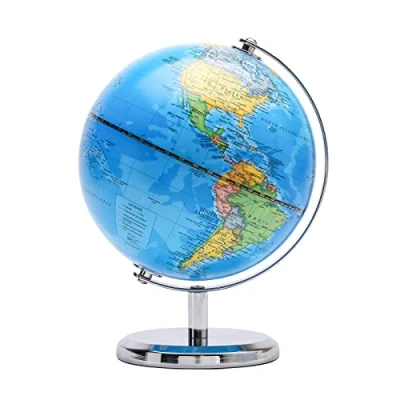 Imagen de TOPGLOBE 14cm Globo Terráqueo Mapa en Inglés Decoración de Escritorio educativa/geográfica/Moderna Político con una Base Metal