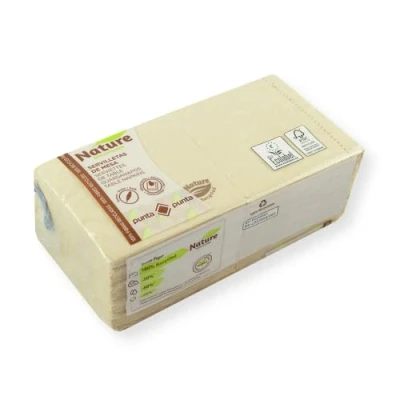 Imagen de Hostelnovo Pack de 100 Servilletas Papel Reciclado y Biodegradable Textura Micropunto Más Gruesas Absorbentes Ideales para Cocktail 10 x cm Plegadas