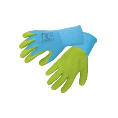Imagen de Högert Technik ULLER Guantes recubiertos de látex, azul/verde, talla 8, protección contra peligros mecánicos, flexibilidad y gran comodidad