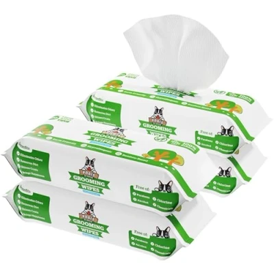 Imagen de Pogi&#039;s Grooming Wipes toallitas húmedas 400 desodorantes para Perros No perfumadas, Naturales, Extra Grandes, biodegradables