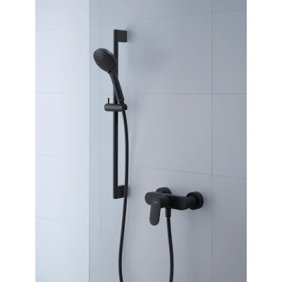 Imagen de Duravit Universal barra de ducha, con soporte teleducha regulable en altura, ducha variable (700 mm), negro mate