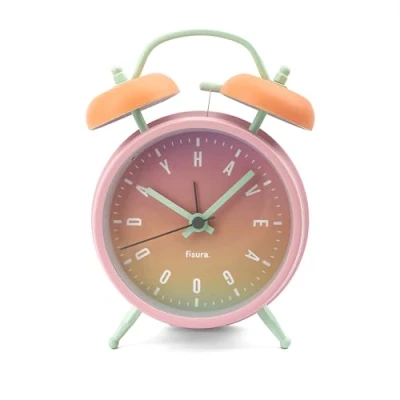 Imagen de Fisura Reloj Despertador analógico sin Tic TAC. con luz de Led Nocturna. Metal y ABS. Medidas: 11,7 x 5,5 16. Esfera 9 centímetros (Degradado)