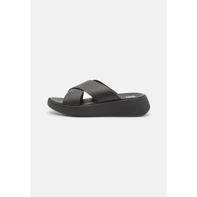 Imagen de Fitflop F Mode Leather Flatform Cross Slides, Sandalias deslizantes Mujer, Todo Negro, 37.5 EU