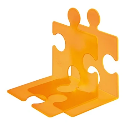 Imagen de Han 9212 61 Soporte para CD/sujetalibros con forma de puzzle (2 unidades), color naranja transparente [importado Alemania]