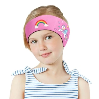 Imagen de MoKo Banda de Natación Protector Oídos, Diadema Impermeable Ajustable Elástica Mantenga Tapones, Neopreno del Pelo Oreja para Niño, M, Unicornio Arcoiris Rosa