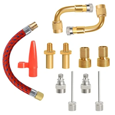Imagen de Yizhet 12x Adaptador de Valvula Bicicleta Válvula DV AV SV Presta Schrader Dunlop para Compresor Bomba Pie Balón Hinchar Bicicletas