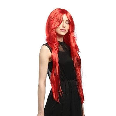 Imagen de WIG ME UP 91126 ZA13 Peluca Carnaval señoras, Rojo Fuego Liso graduada Raya Muy Largo 85cm