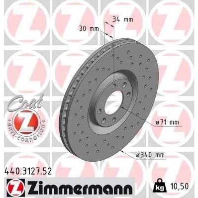 Imagen de ZIMMERMANN SPORT COAT Z 440.3127.52 Disco de freno 340 30 6/4 4 108 ventilación interna, perforado revestido PEUGEOT: 308 I Hatchback, CC