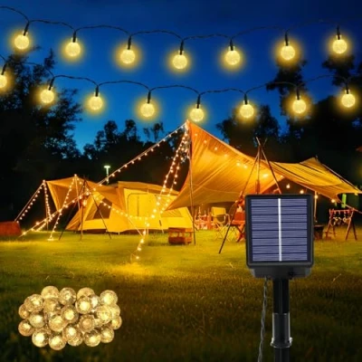 Imagen de Realky Guirnaldas Luces Exterior Solar, 30 LED 8 Modos Guirnalda Solares con Función de Memoria, IP65 Impermeable 8.1M Cadena Luz Solar para Jardín, Patio, Navidad, Fiesta (Blanco Cálido)