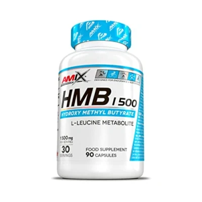 Imagen de Amix Performance HMB 1500 Suplemento Alimenticio Disminuye la Pérdida de Masa Muscular Mejora Recuperación Para Deportes Resistencia Nutrición Deportiva Contiene 90 Cápsulas
