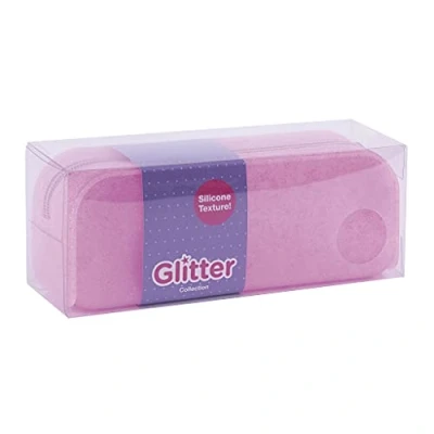 Imagen de APLI 18951 Estuche de silicona con purpurina Glitter Collection FUCSIA Portatodo escolar