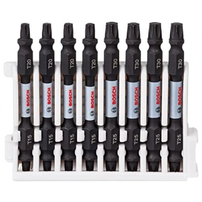 Imagen de Bosch Professional 8 uds. Punta de Atornillar Dobles Torx (Impact Control, x T15 T20 Bits, Longitud 65mm, Pick and Click, Accesorio Atornilladores Impacto)
