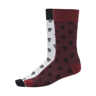 Imagen de Urban Classics Skull Allover 2 PACK Calcetines, Hombre, Talla: 39 42, Cherry/white