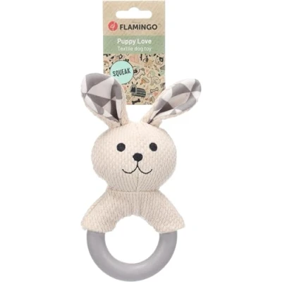 Imagen de Flamingo Juguete Cachorro RABBO Conejo con Anillo Blanco 10x6,5x21,2CM