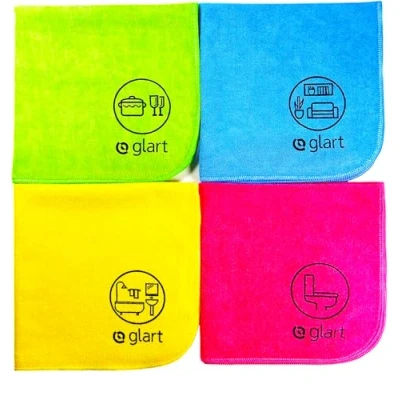 Imagen de Glart Pack de paños, inodoro, la ducha, el cuarto baño, las instalaciones sanitarias y hogar, Microfibra, Verde/Azul/Amarillo/Rosa, 4
