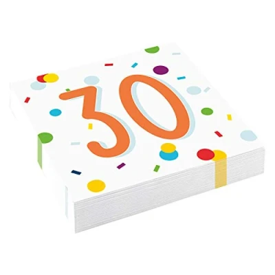 Imagen de amscan 9906762 Confetti Servilletas de confeti Birthday 30 (9906762), multicolor, 33 cm