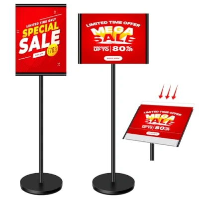 Imagen de VAIIGO soporte para carteles de piso exteriores, A3 resistente con panel acrílico, letreros menú visualización vertical y horizontal, señalización, publicidad,