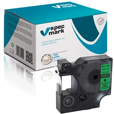 Imagen de specmark compatible para DYMO D1 40919 cinta de escritura 9 mm x 7 m negro sobre verde (S0720740) con impresoras LM Label Manager LP Point LW Writer DUO
