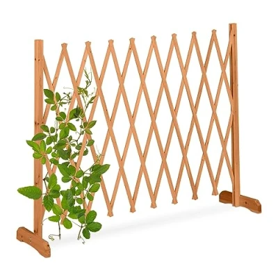 Imagen de Relaxdays Reja Trepadoras Madera, Soporte Enredaderas Extensible hasta 275 cm, Celosía de Pie, Jardín o Huerto, Naranja, 90 x 28 cm