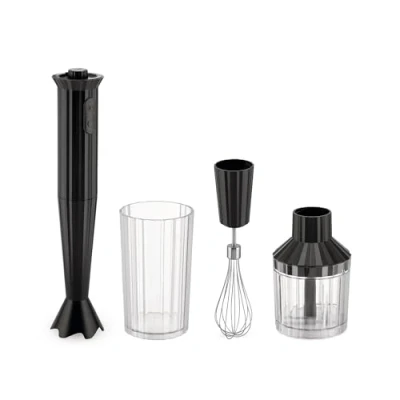 Imagen de Alessi Plissé MDL10S B, Batidora de Inmersión Diseño con Vaso Graduado, Batidor y Picador, en Resina Termoplástica, Enchufe Europeo 500W, Negro